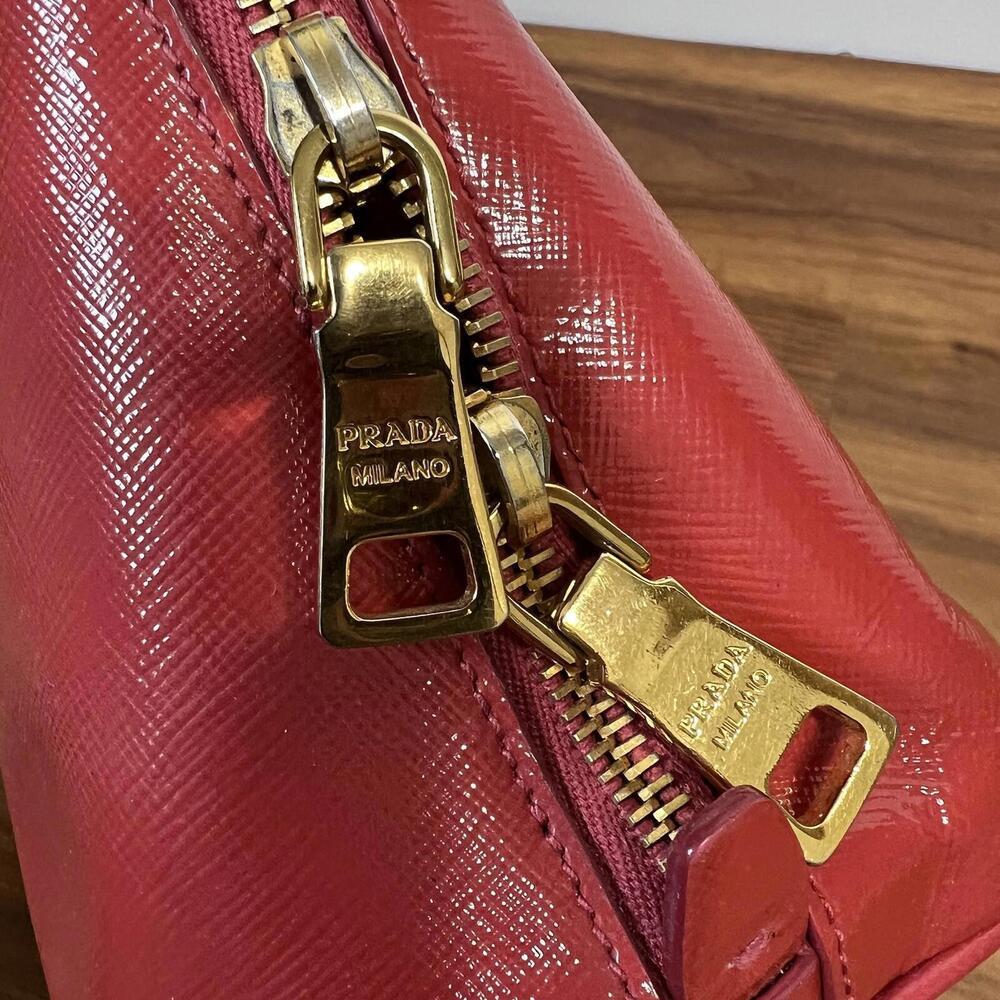 Prada Promenade Saffiano Lux Leather Crossbody Bag Small Red Gold Hardware - Picture 6 of 16